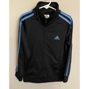 Adidas Black & Blue Full Zip Boy Girl Track Jacket, Size Youth 6